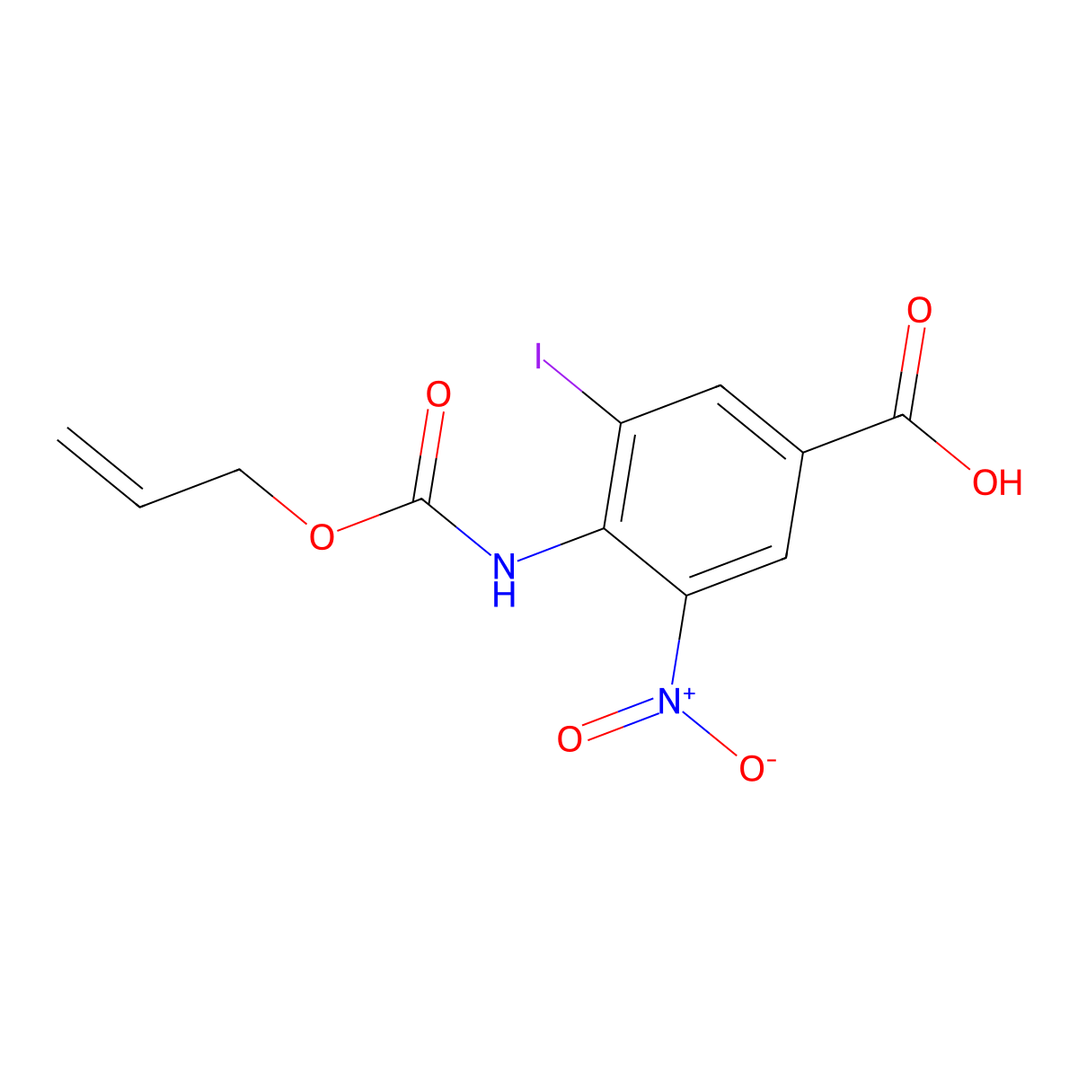 3-Iodo-5-nitro-4-{[(prop-2-en-1-yloxy)carbonyl]amino}benzoic acid molecular structure, CAS 2680766-99-6