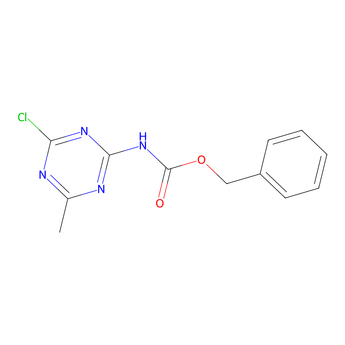 benzyl N-(4-chloro-6-methyl-1,3,5-triazin-2-yl)carbamate molecular structure, CAS 2680767-00-2