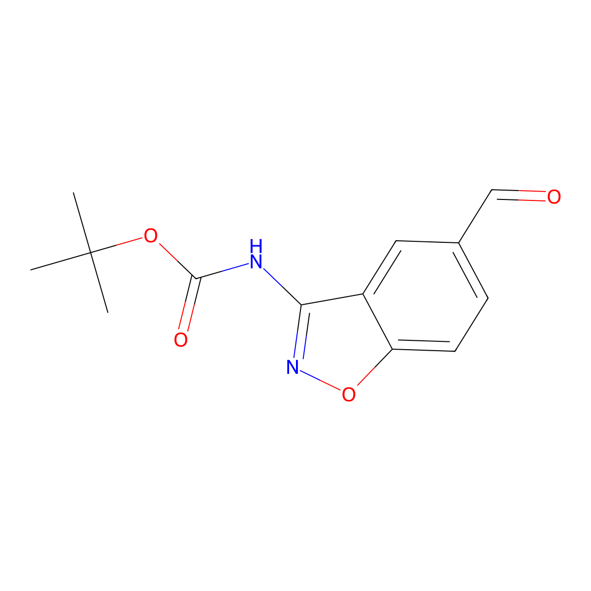 tert-butyl N-(5-formyl-1,2-benzoxazol-3-yl)carbamate molecular structure, CAS 2680767-02-4