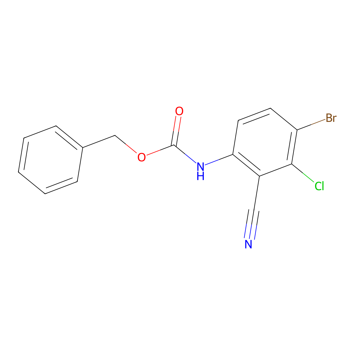 benzyl N-(4-bromo-3-chloro-2-cyanophenyl)carbamate molecular structure, CAS 2680767-05-7