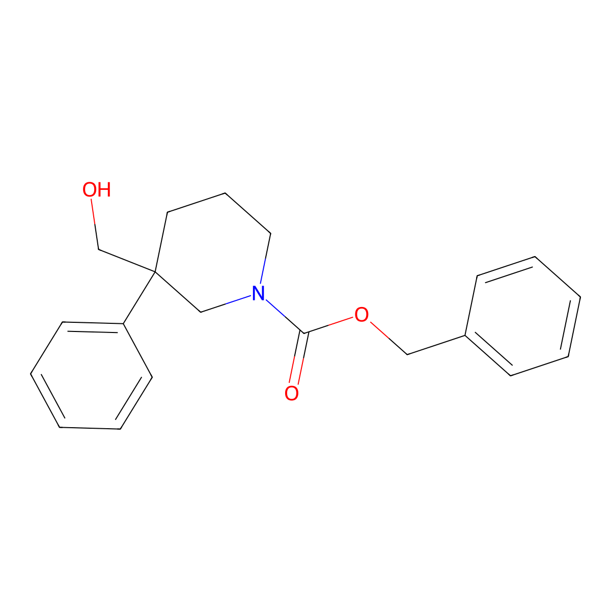 Benzyl 3-(hydroxymethyl)-3-phenylpiperidine-1-carboxylate molecular structure, CAS 2680767-09-1