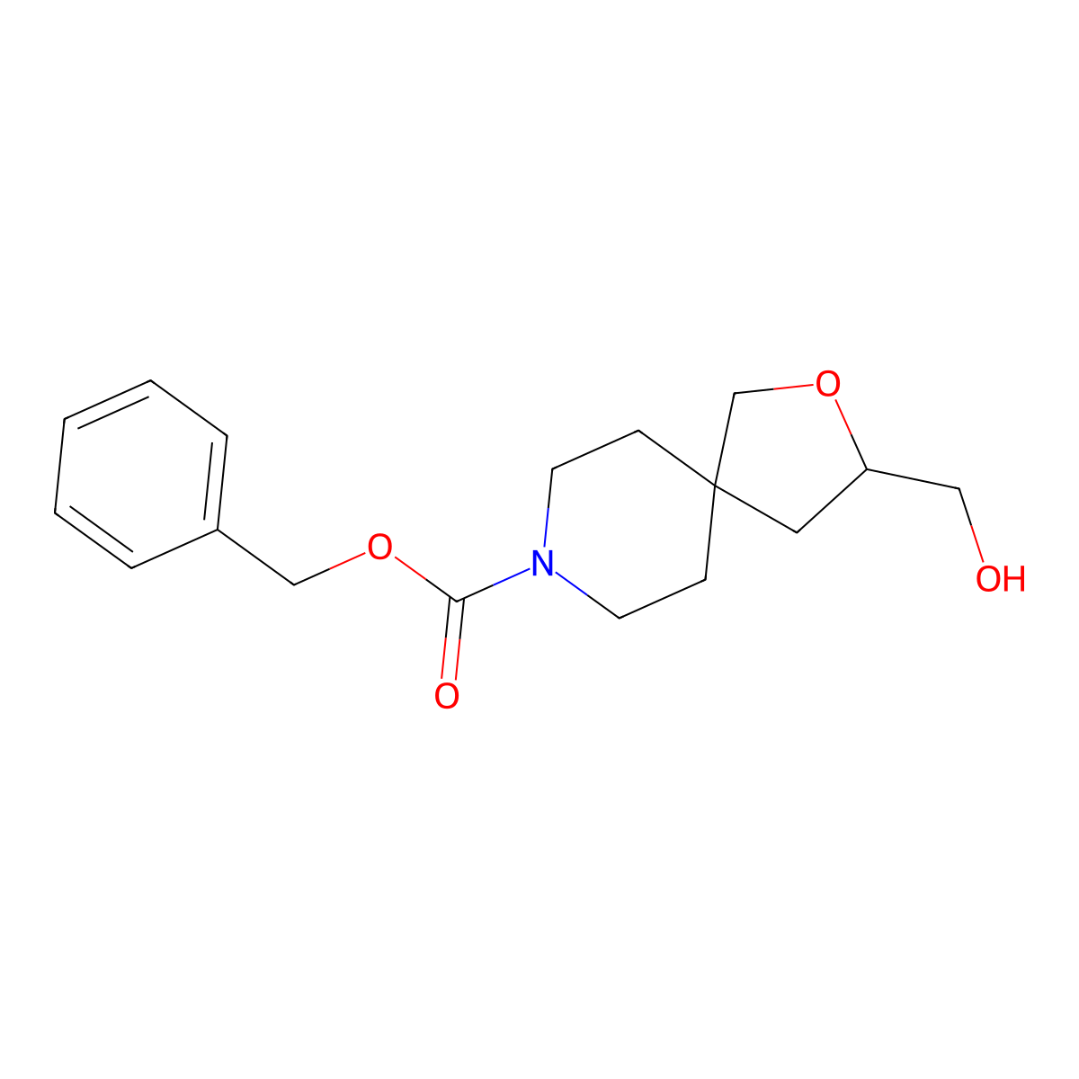 Benzyl 3-(hydroxymethyl)-2-oxa-8-azaspiro[4.5]decane-8-carboxylate molecular structure, CAS 2680767-11-5