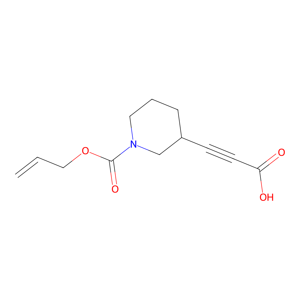 3-{1-[(Prop-2-en-1-yloxy)carbonyl]piperidin-3-yl}prop-2-ynoic acid molecular structure, CAS 2680767-19-3