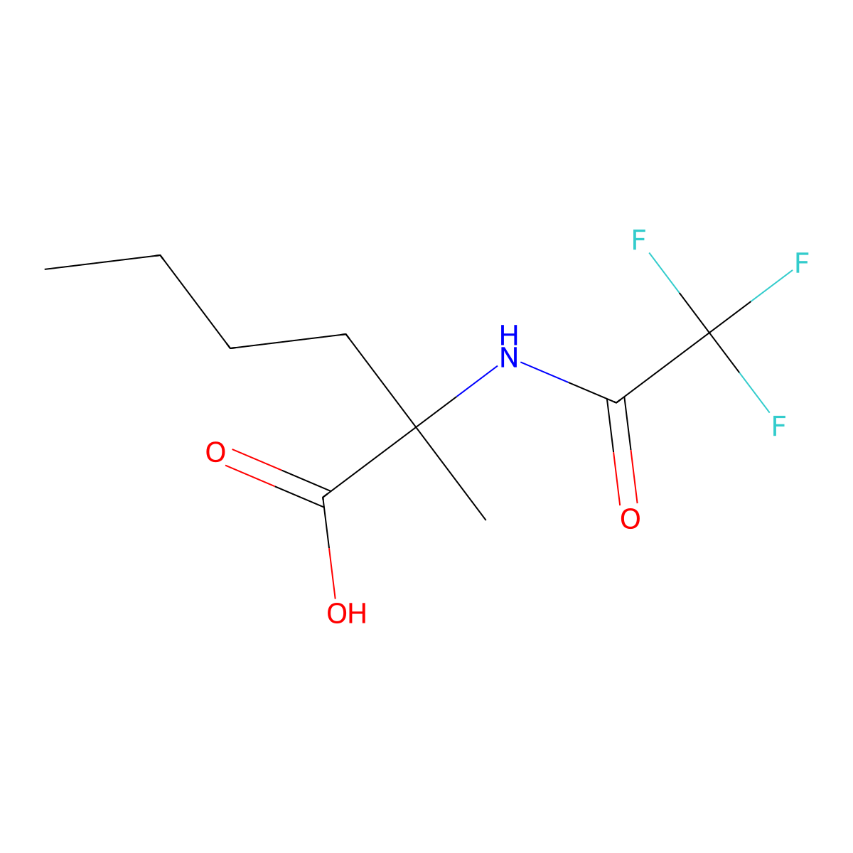 2-Methyl-2-(2,2,2-trifluoroacetamido)hexanoic acid molecular structure, CAS 2680767-24-0