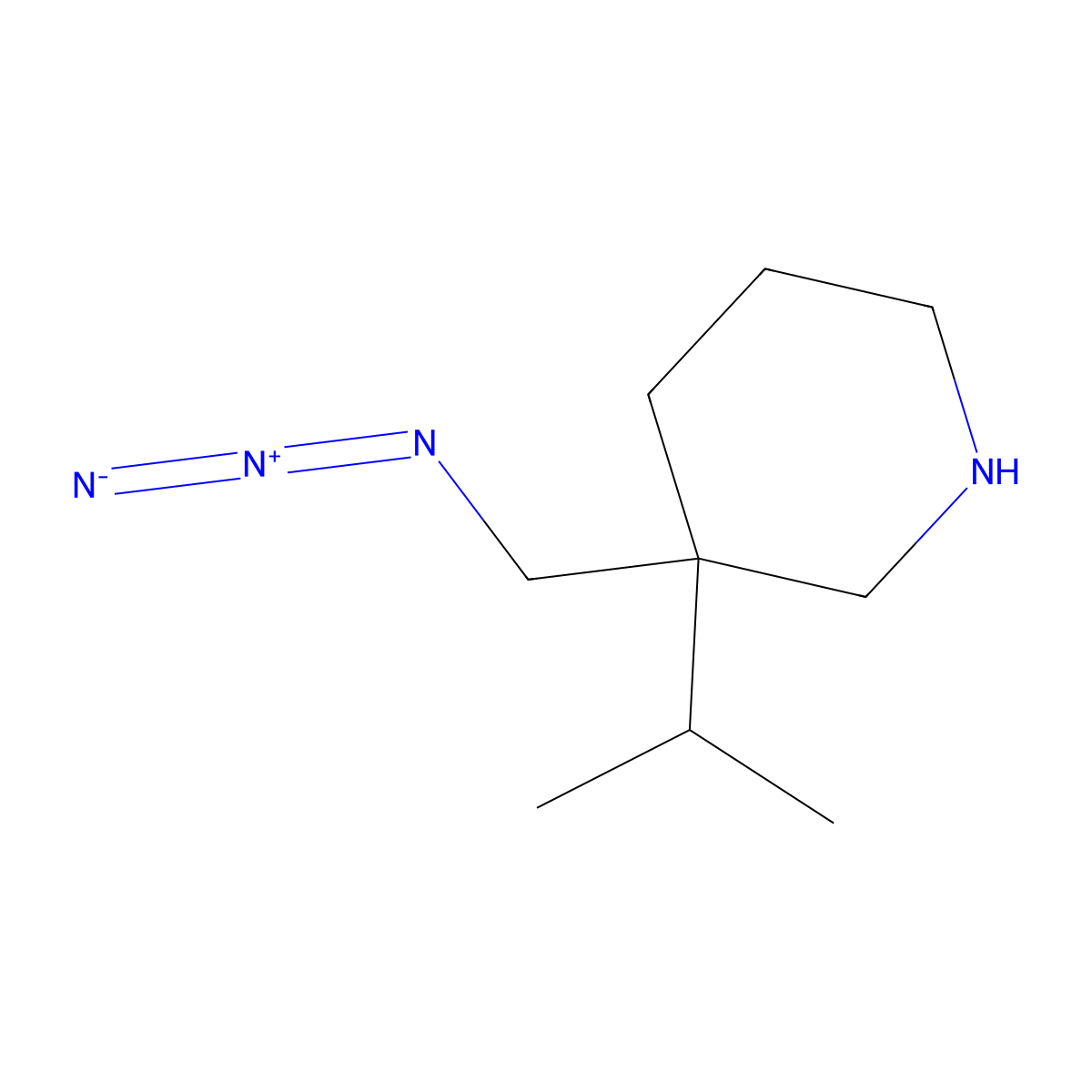 3-(Azidomethyl)-3-(propan-2-yl)piperidine molecular structure, CAS 2680767-29-5