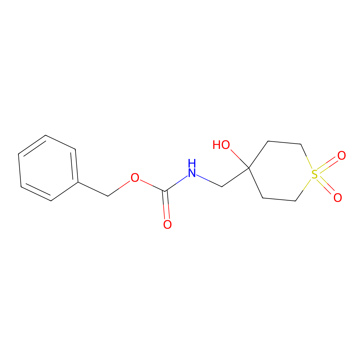 benzyl N-[(4-hydroxy-1,1-dioxo-1lambda6-thian-4-yl)methyl]carbamate molecular structure, CAS 2680767-34-2