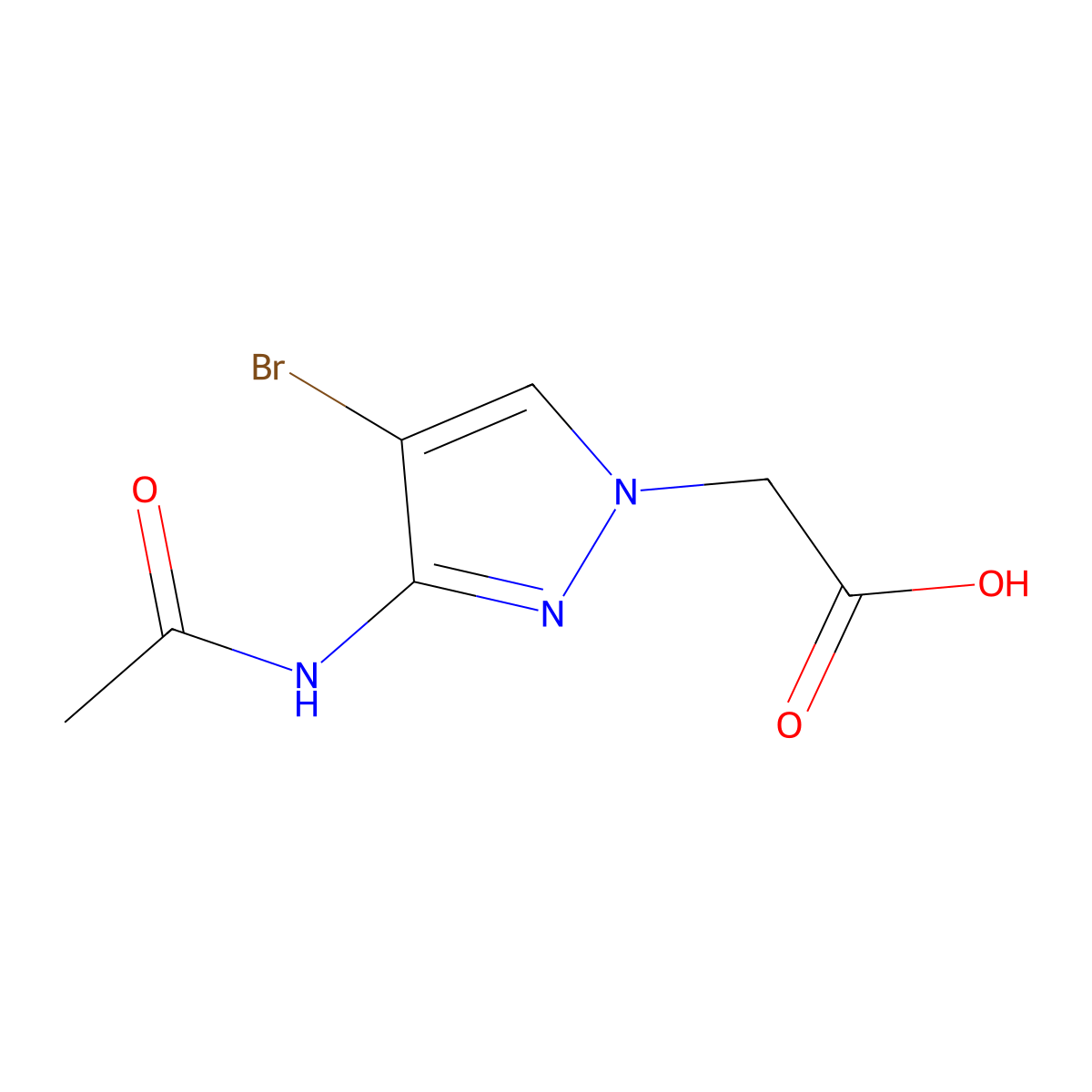 2-(4-bromo-3-acetamido-1H-pyrazol-1-yl)acetic acid molecular structure, CAS 2680767-36-4