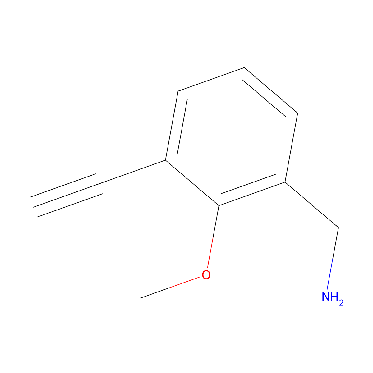 1-(3-Ethynyl-2-methoxyphenyl)methanamine molecular structure, CAS 2680767-37-5