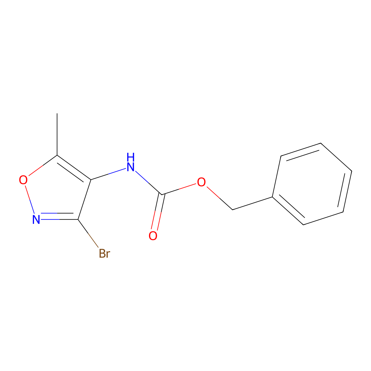 benzyl N-(3-bromo-5-methyl-1,2-oxazol-4-yl)carbamate molecular structure, CAS 2680767-38-6