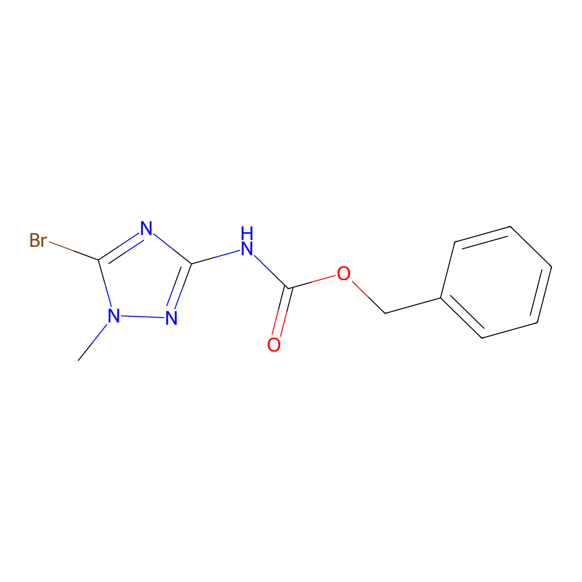 benzyl N-(5-bromo-1-methyl-1H-1,2,4-triazol-3-yl)carbamate molecular structure, CAS 2680767-48-8