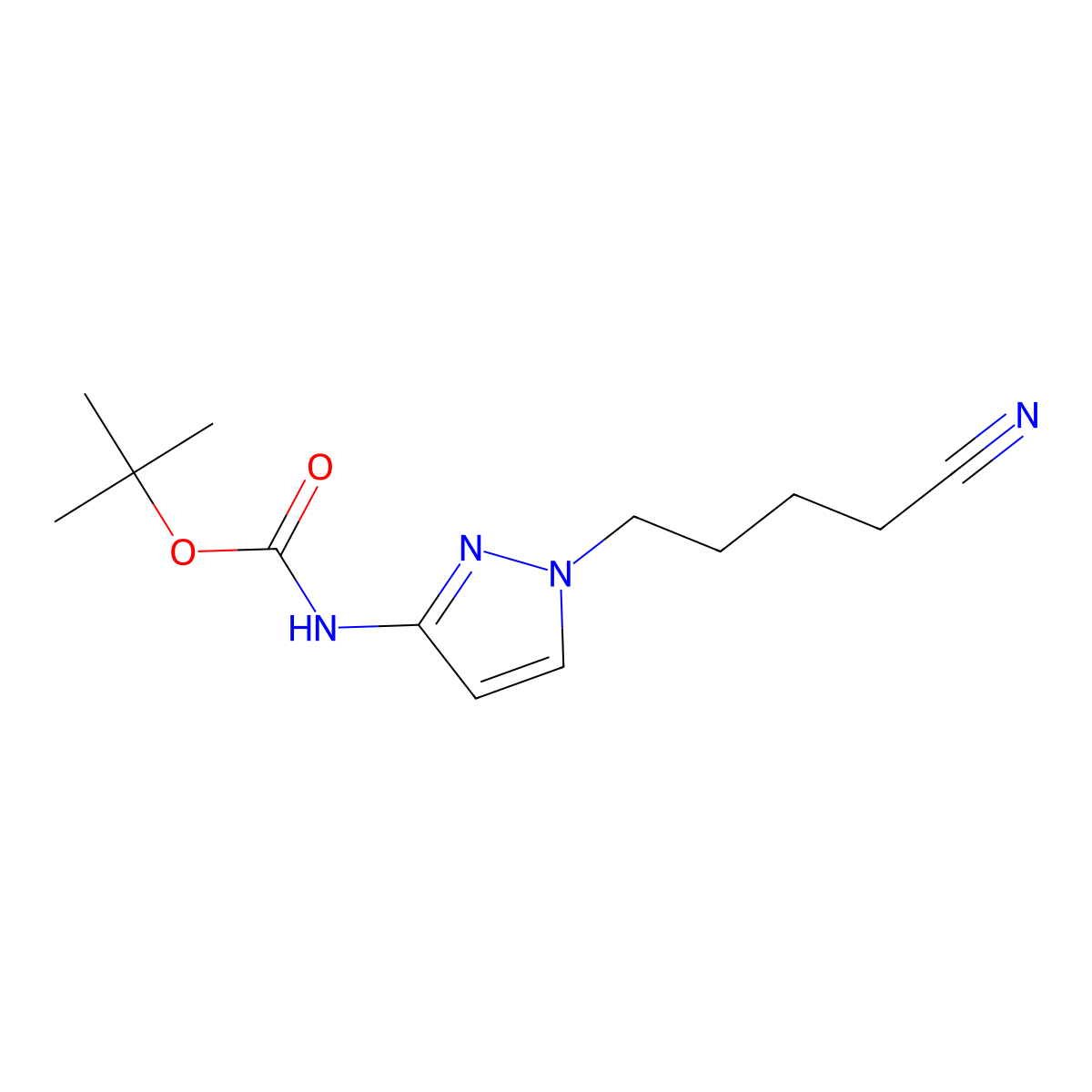 tert-butyl N-[1-(4-cyanobutyl)-1H-pyrazol-3-yl]carbamate molecular structure, CAS 2680767-53-5