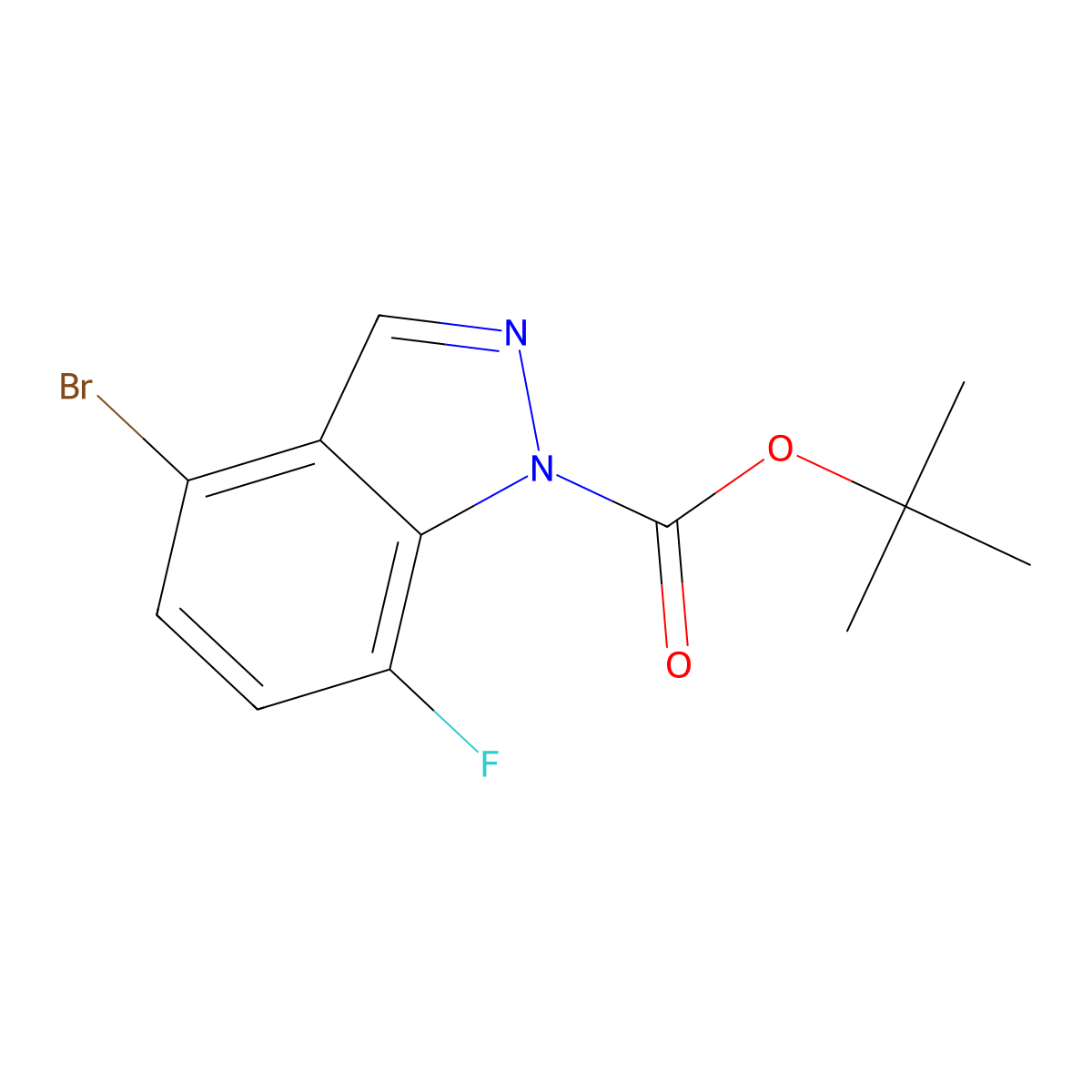 tert-butyl 4-bromo-7-fluoro-1H-indazole-1-carboxylate molecular structure, CAS 2680767-56-8