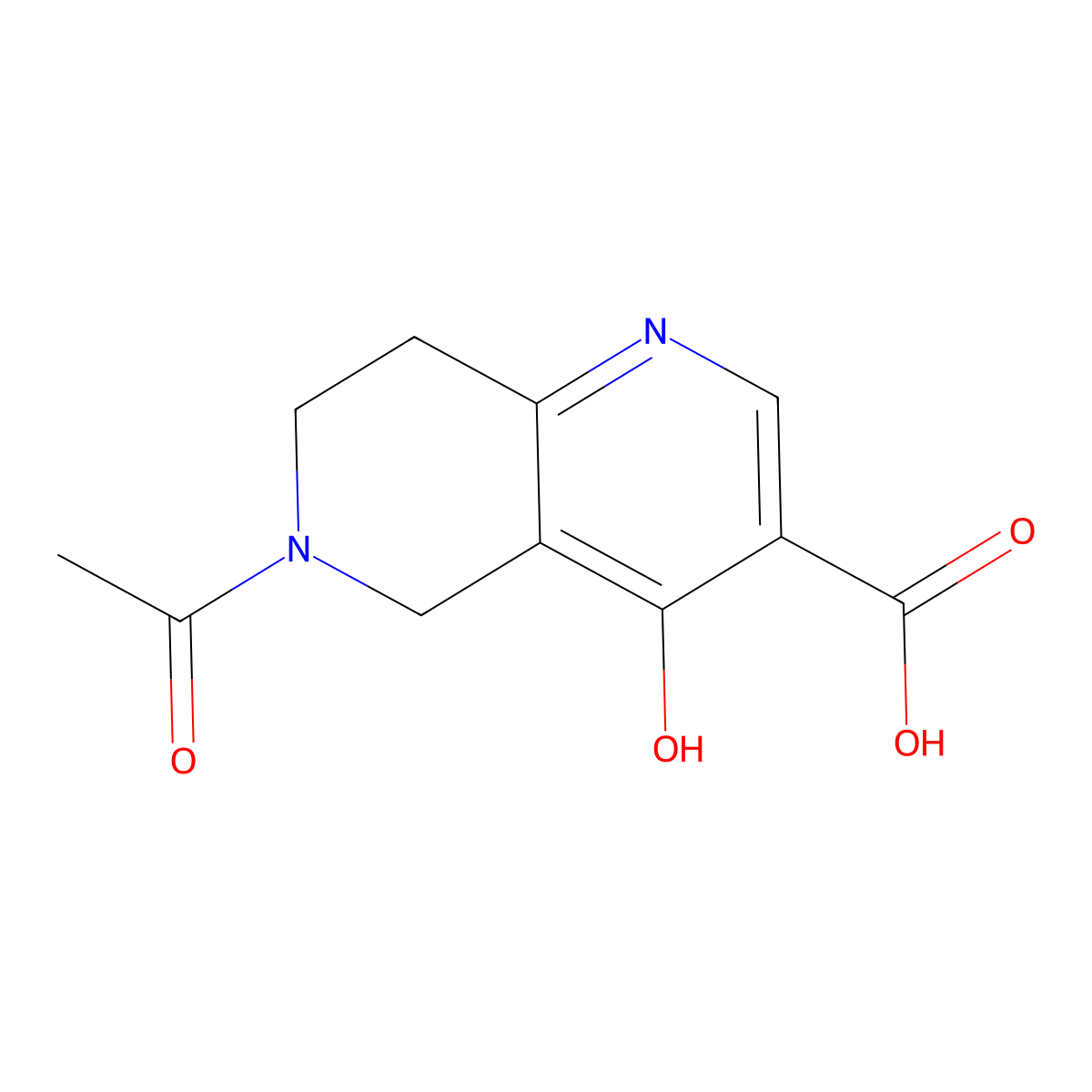 6-Acetyl-4-hydroxy-5,6,7,8-tetrahydro-1,6-naphthyridine-3-carboxylic acid molecular structure, CAS 2680767-57-9