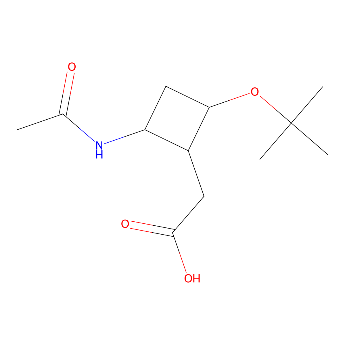 2-[2-(Tert-butoxy)-4-acetamidocyclobutyl]acetic acid molecular structure, CAS 2680767-60-4