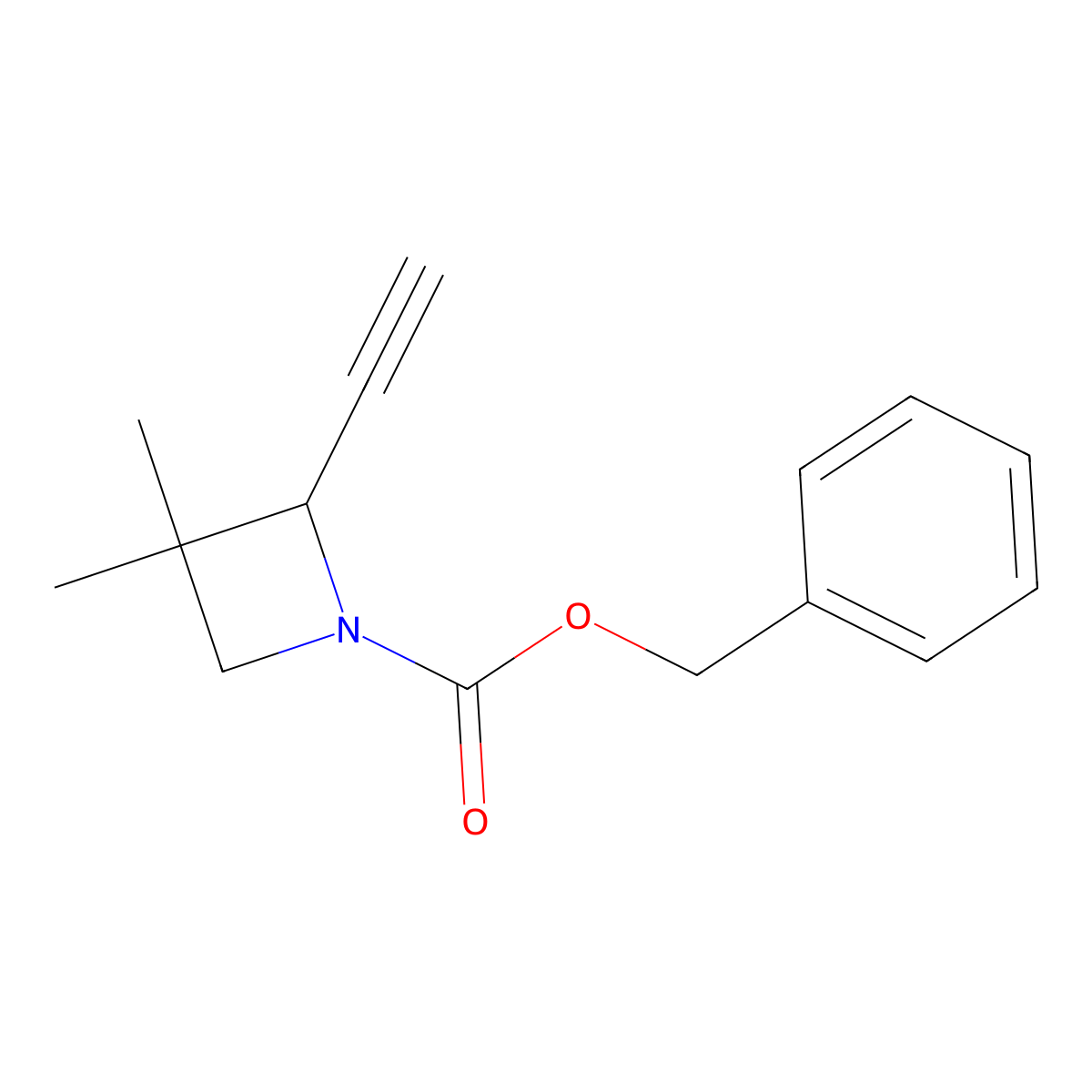 Benzyl 2-ethynyl-3,3-dimethylazetidine-1-carboxylate molecular structure, CAS 2680767-64-8