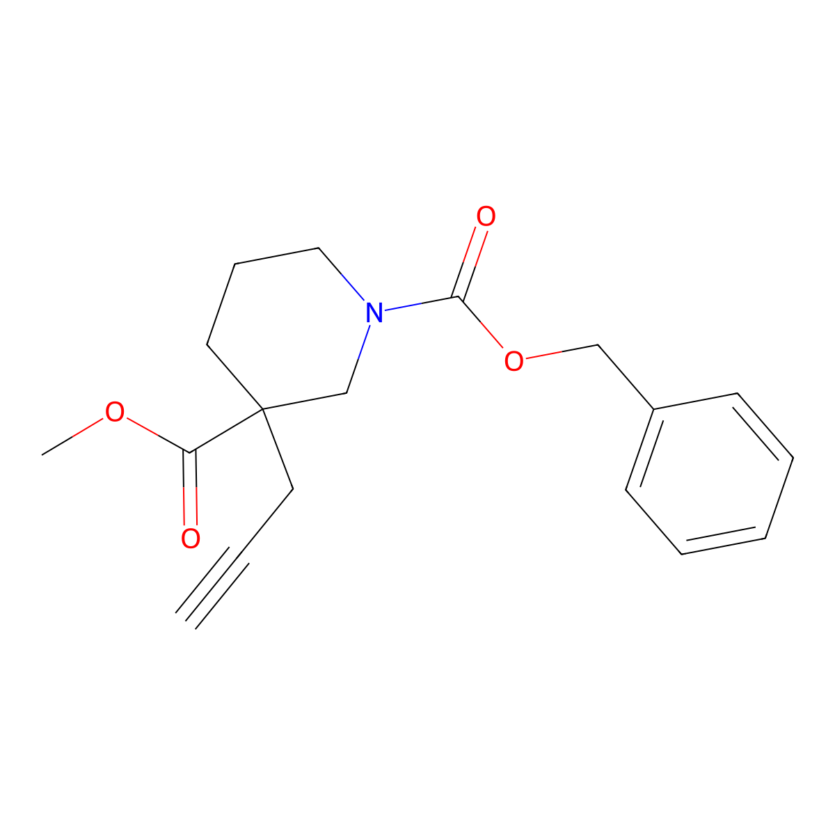 1-Benzyl 3-methyl 3-(prop-2-yn-1-yl)piperidine-1,3-dicarboxylate molecular structure, CAS 2680767-70-6