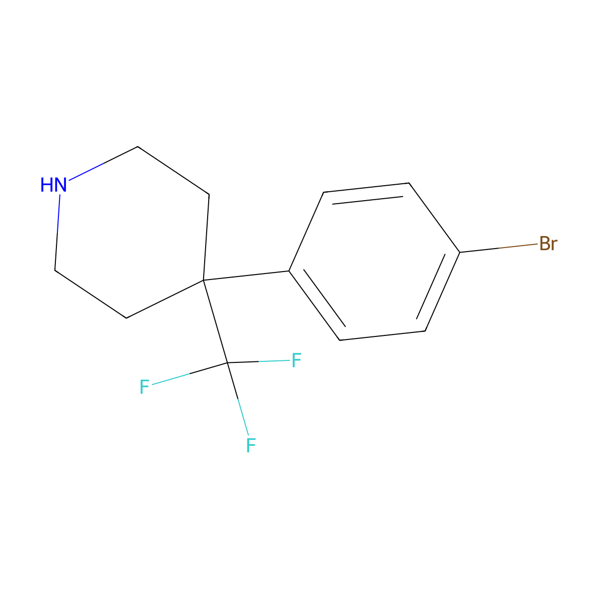 4-(4-Bromophenyl)-4-(trifluoromethyl)piperidine molecular structure, CAS 2680767-77-3