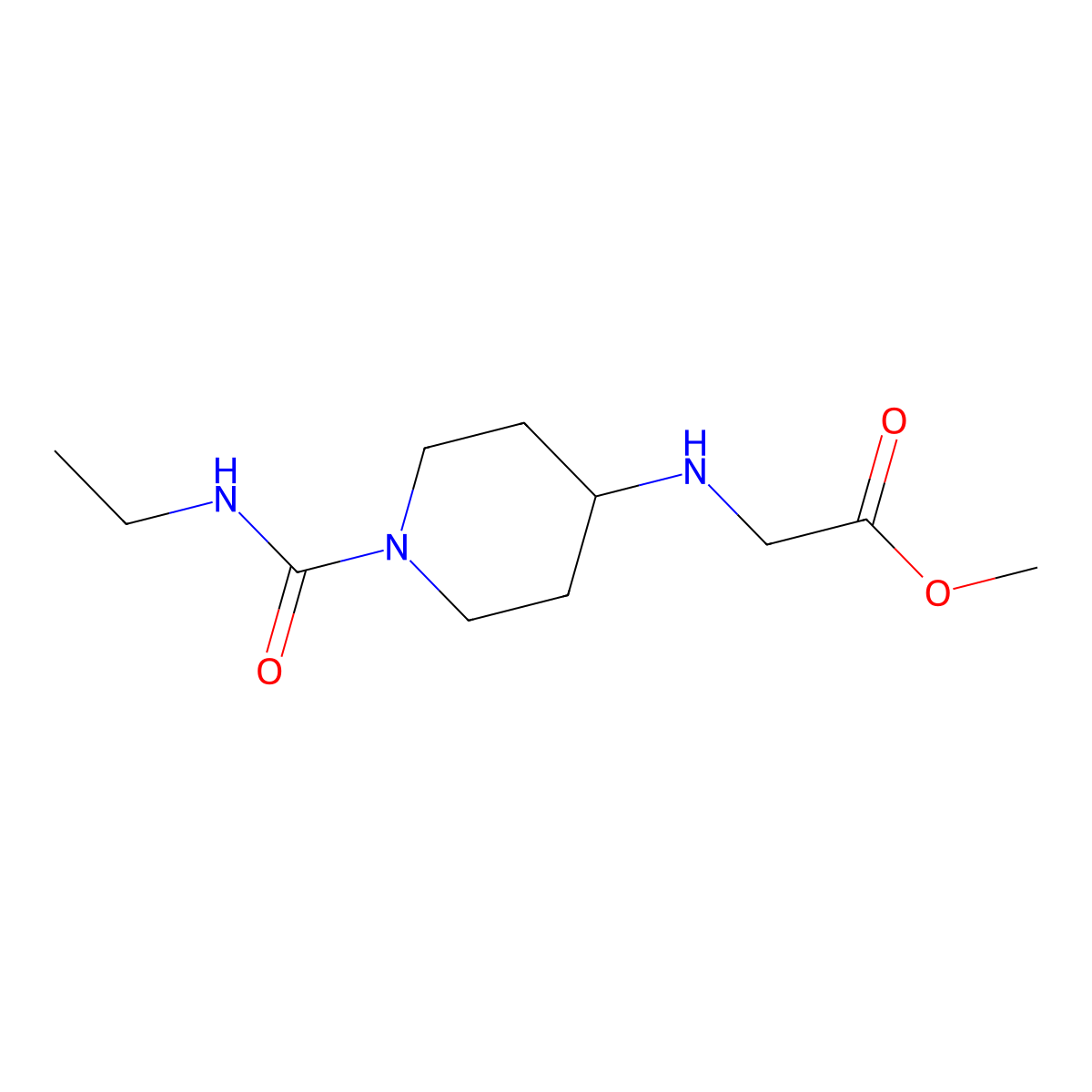 Methyl 2-{[1-(ethylcarbamoyl)piperidin-4-yl]amino}acetate molecular structure, CAS 2680767-78-4