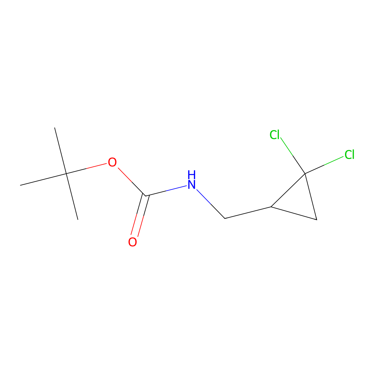 tert-butyl N-[(2,2-dichlorocyclopropyl)methyl]carbamate molecular structure, CAS 2680767-84-2