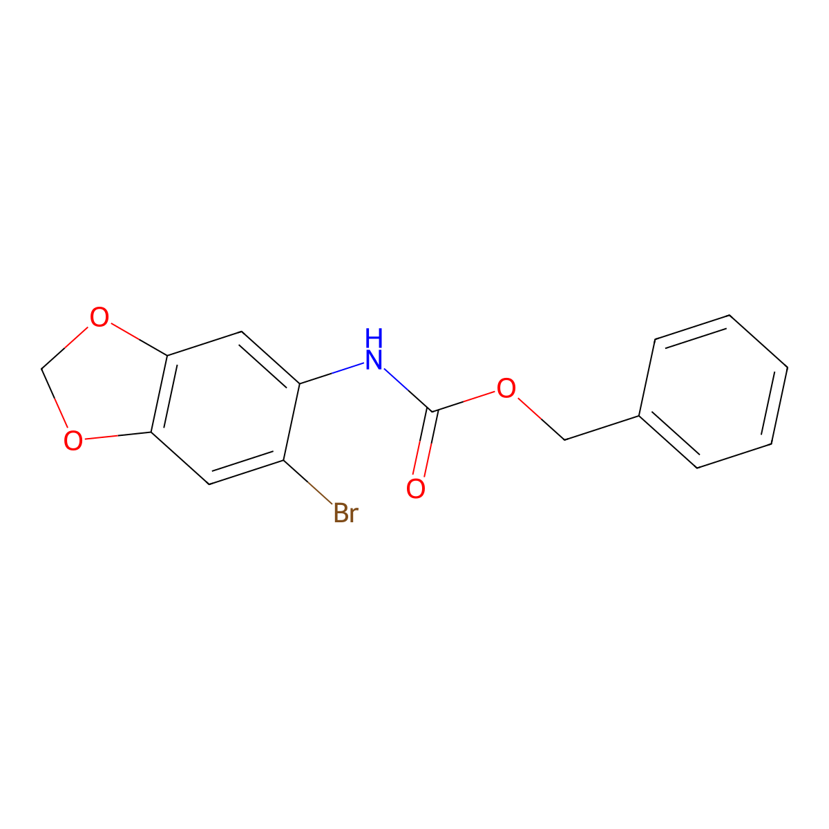 benzyl N-(6-bromo-1,3-dioxaindan-5-yl)carbamate molecular structure, CAS 2680767-96-6