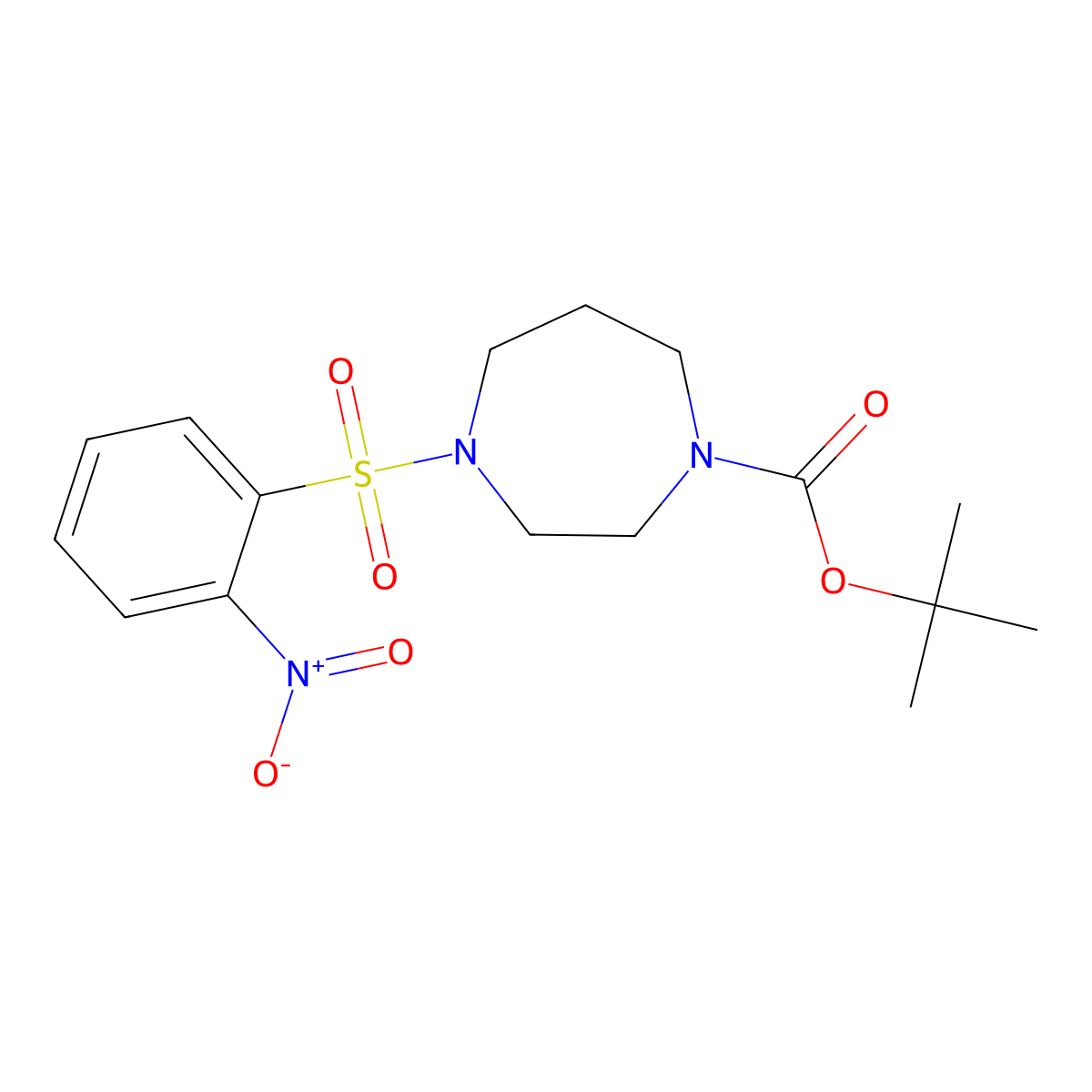 Tert-butyl 4-(2-nitrobenzenesulfonyl)-1,4-diazepane-1-carboxylate molecular structure, CAS 2680767-97-7