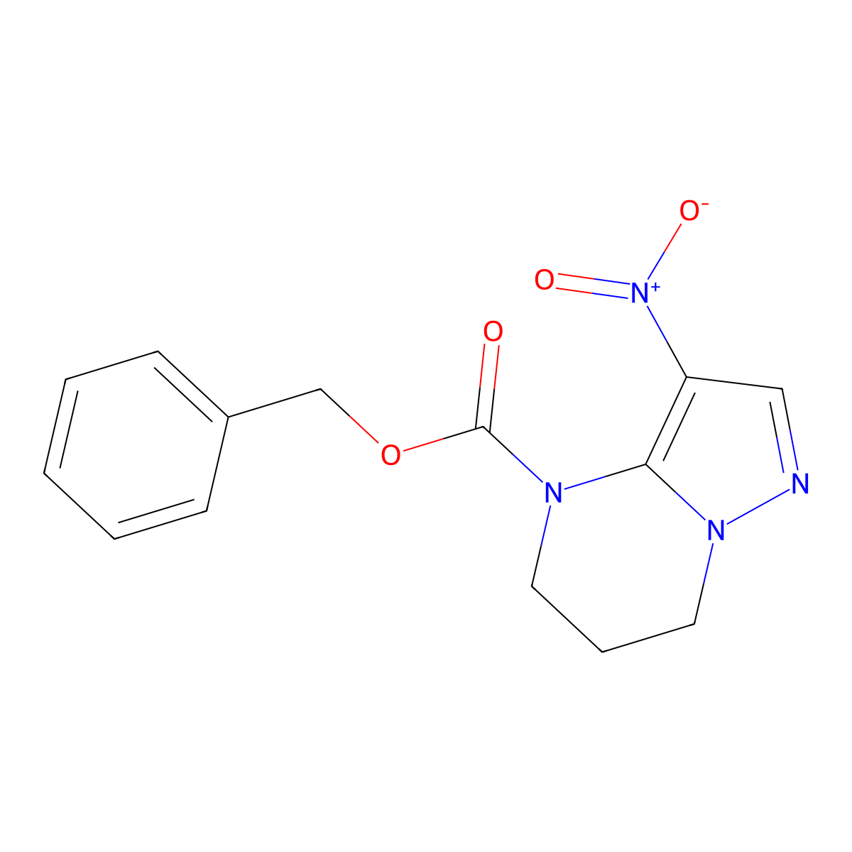 benzyl 3-nitro-4H,5H,6H,7H-pyrazolo[1,5-a]pyrimidine-4-carboxylate molecular structure, CAS 2680767-99-9
