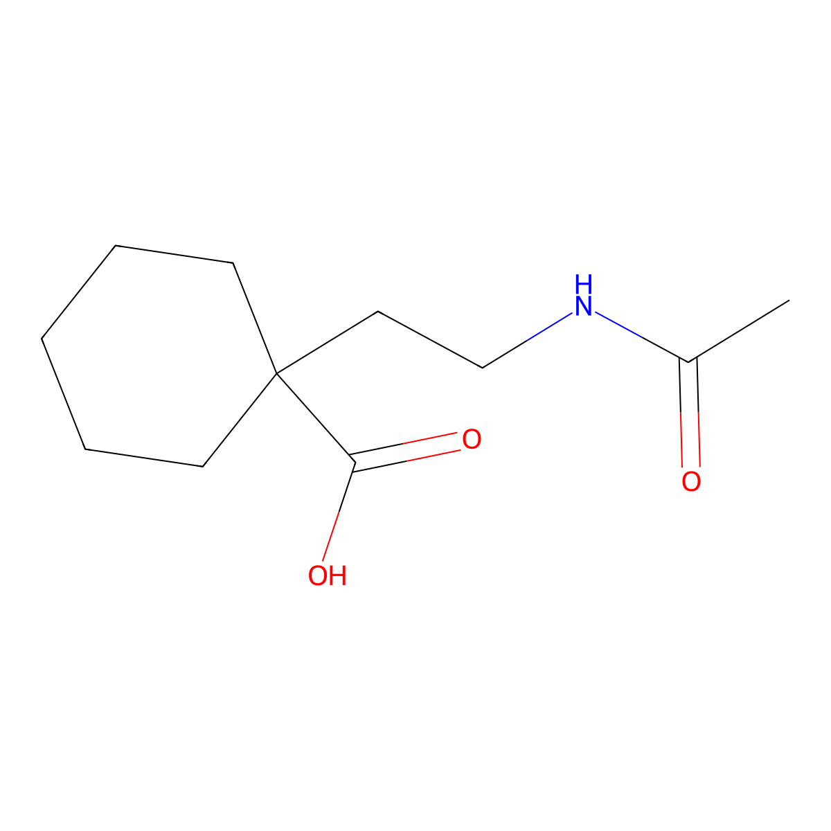 1-(2-Acetamidoethyl)cyclohexane-1-carboxylic acid molecular structure, CAS 2680768-00-5