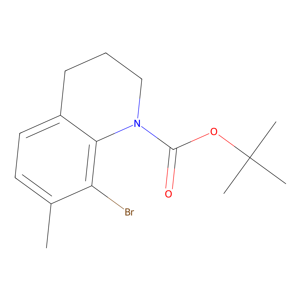 Tert-butyl 8-bromo-7-methyl-1,2,3,4-tetrahydroquinoline-1-carboxylate molecular structure, CAS 2680768-14-1
