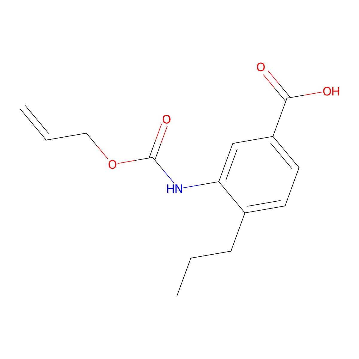 3-{[(Prop-2-en-1-yloxy)carbonyl]amino}-4-propylbenzoic acid molecular structure, CAS 2680768-16-3