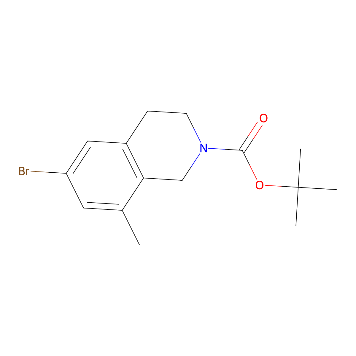 Tert-butyl 6-bromo-8-methyl-1,2,3,4-tetrahydroisoquinoline-2-carboxylate molecular structure, CAS 2680768-20-9