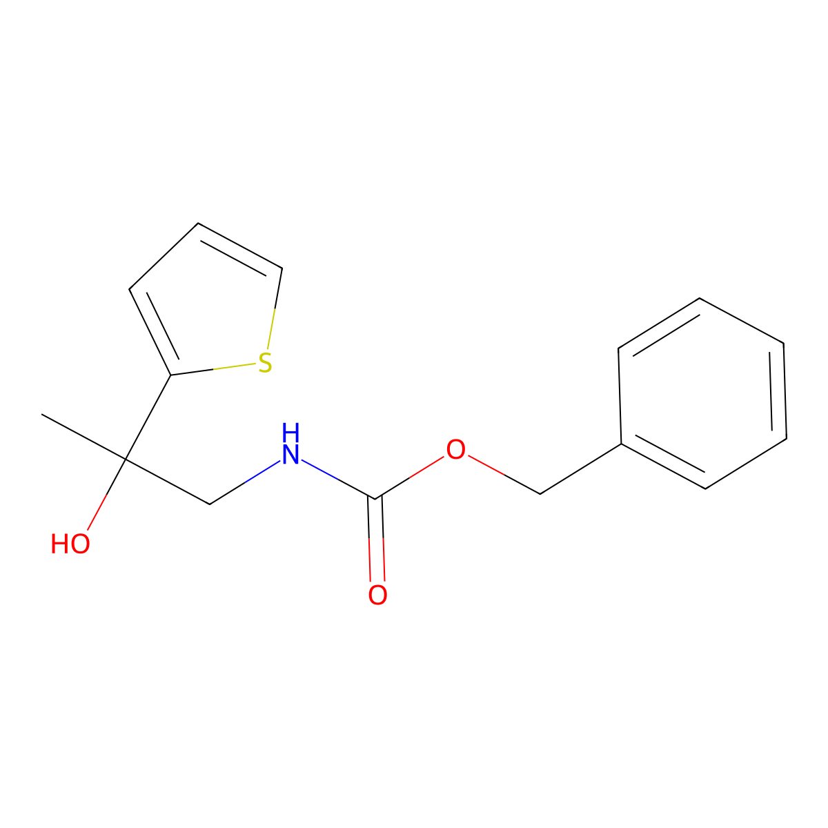 benzyl N-[2-hydroxy-2-(thiophen-2-yl)propyl]carbamate molecular structure, CAS 2680768-24-3
