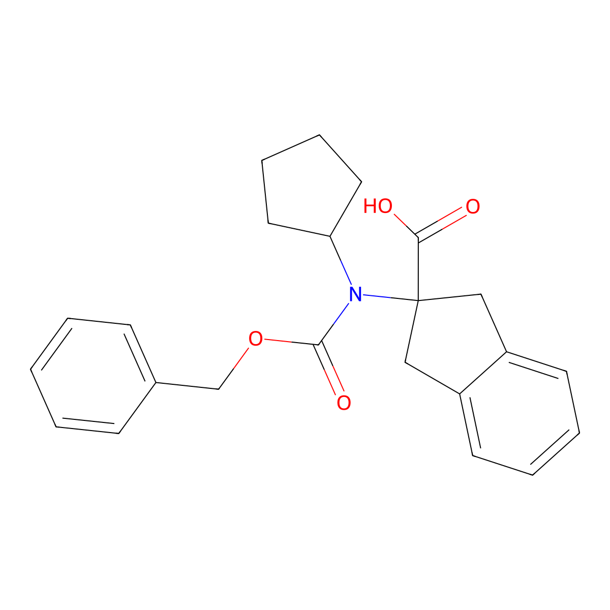 2-{[(benzyloxy)carbonyl](cyclopentyl)amino}-2,3-dihydro-1H-indene-2-carboxylic acid molecular structure, CAS 2680768-25-4