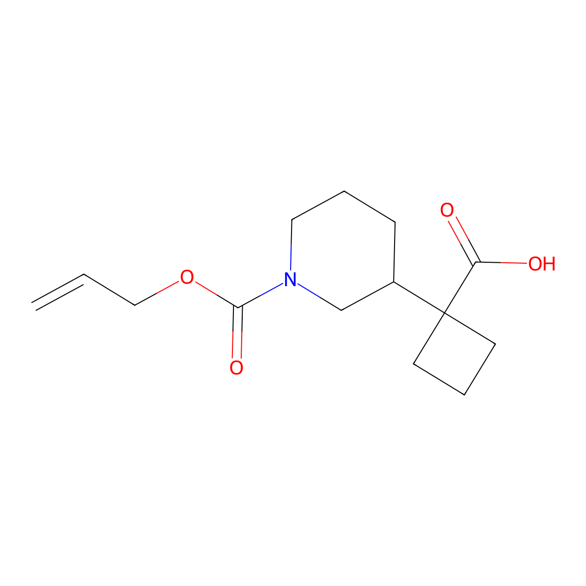 1-{1-[(Prop-2-en-1-yloxy)carbonyl]piperidin-3-yl}cyclobutane-1-carboxylic acid molecular structure, CAS 2680768-26-5