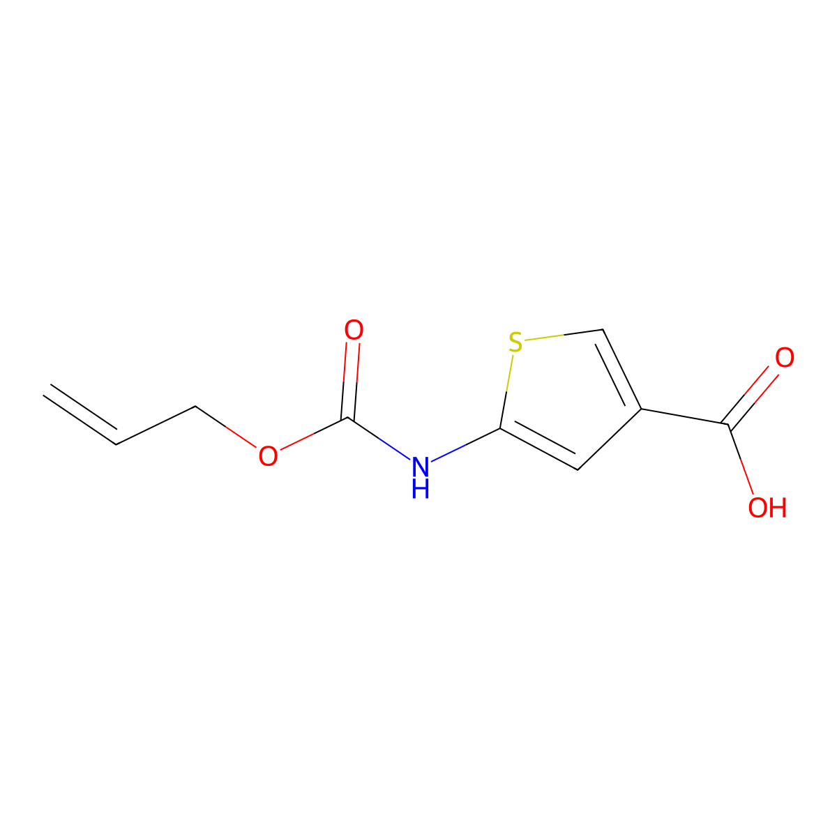 5-{[(Prop-2-en-1-yloxy)carbonyl]amino}thiophene-3-carboxylic acid molecular structure, CAS 2680768-31-2