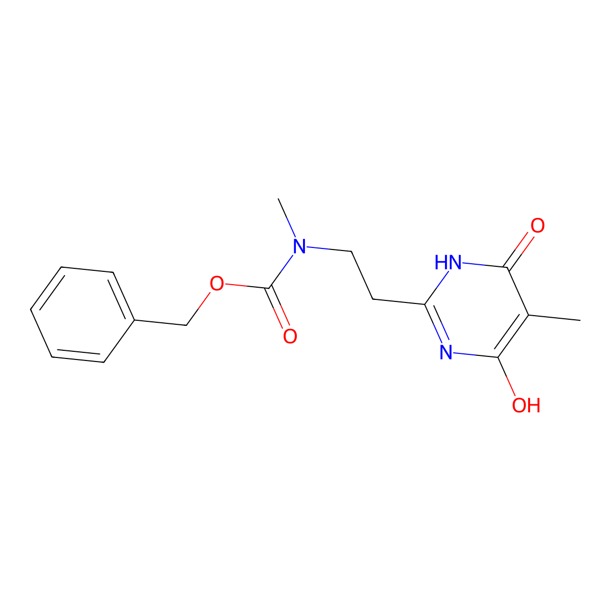 benzyl N-[2-(4-hydroxy-5-methyl-6-oxo-1,6-dihydropyrimidin-2-yl)ethyl]-N-methylcarbamate molecular structure, CAS 2680768-34-5