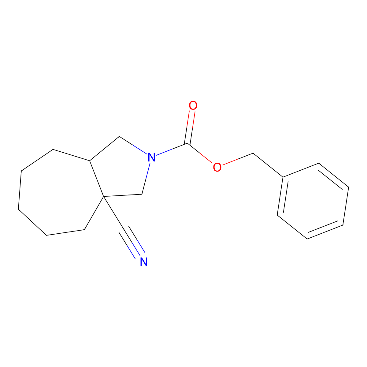 Benzyl 3a-cyano-decahydrocyclohepta[c]pyrrole-2-carboxylate molecular structure, CAS 2680768-35-6