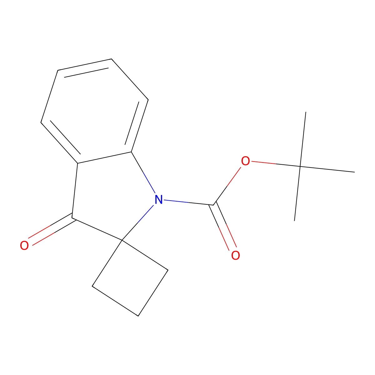 Tert-butyl 3'-oxo-1',3'-dihydrospiro[cyclobutane-1,2'-indole]-1'-carboxylate molecular structure, CAS 2680768-38-9