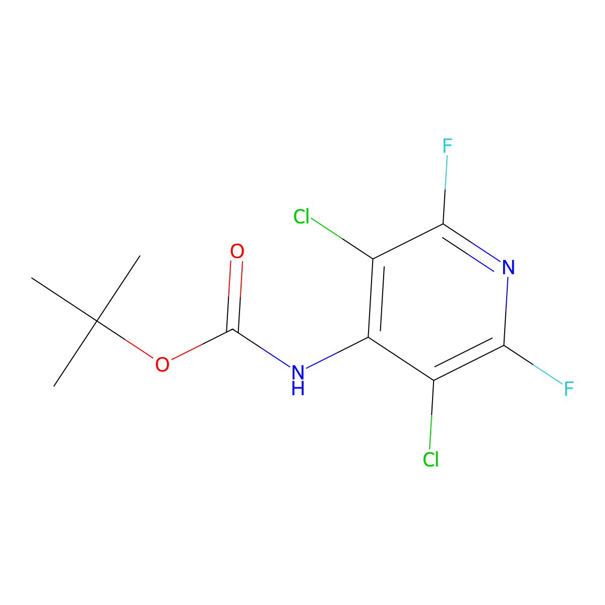 tert-butyl N-(3,5-dichloro-2,6-difluoropyridin-4-yl)carbamate molecular structure, CAS 2680768-53-8