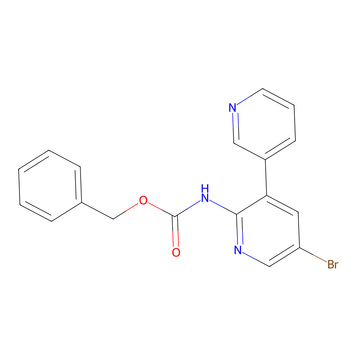benzyl N-{5-bromo-[3,3'-bipyridin]-2-yl}carbamate molecular structure, CAS 2680768-58-3