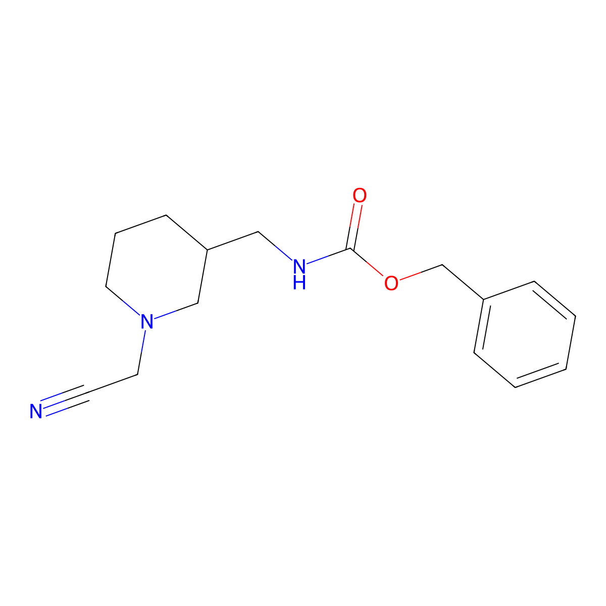 benzyl N-{[1-(cyanomethyl)piperidin-3-yl]methyl}carbamate molecular structure, CAS 2680768-59-4
