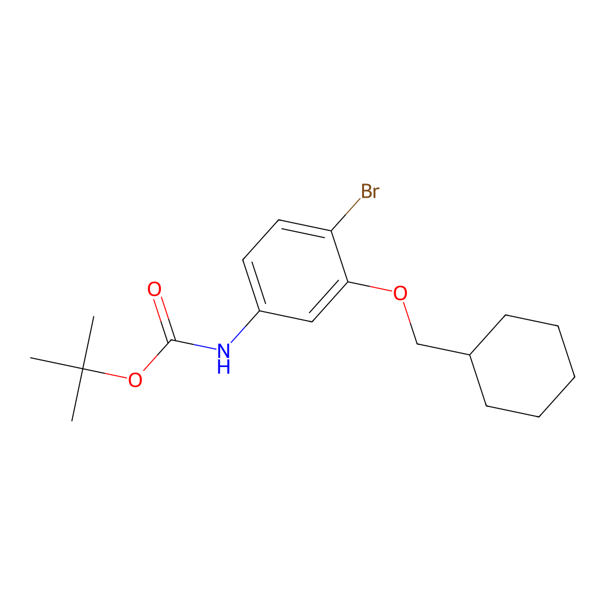 tert-butyl N-[4-bromo-3-(cyclohexylmethoxy)phenyl]carbamate molecular structure, CAS 2680768-62-9