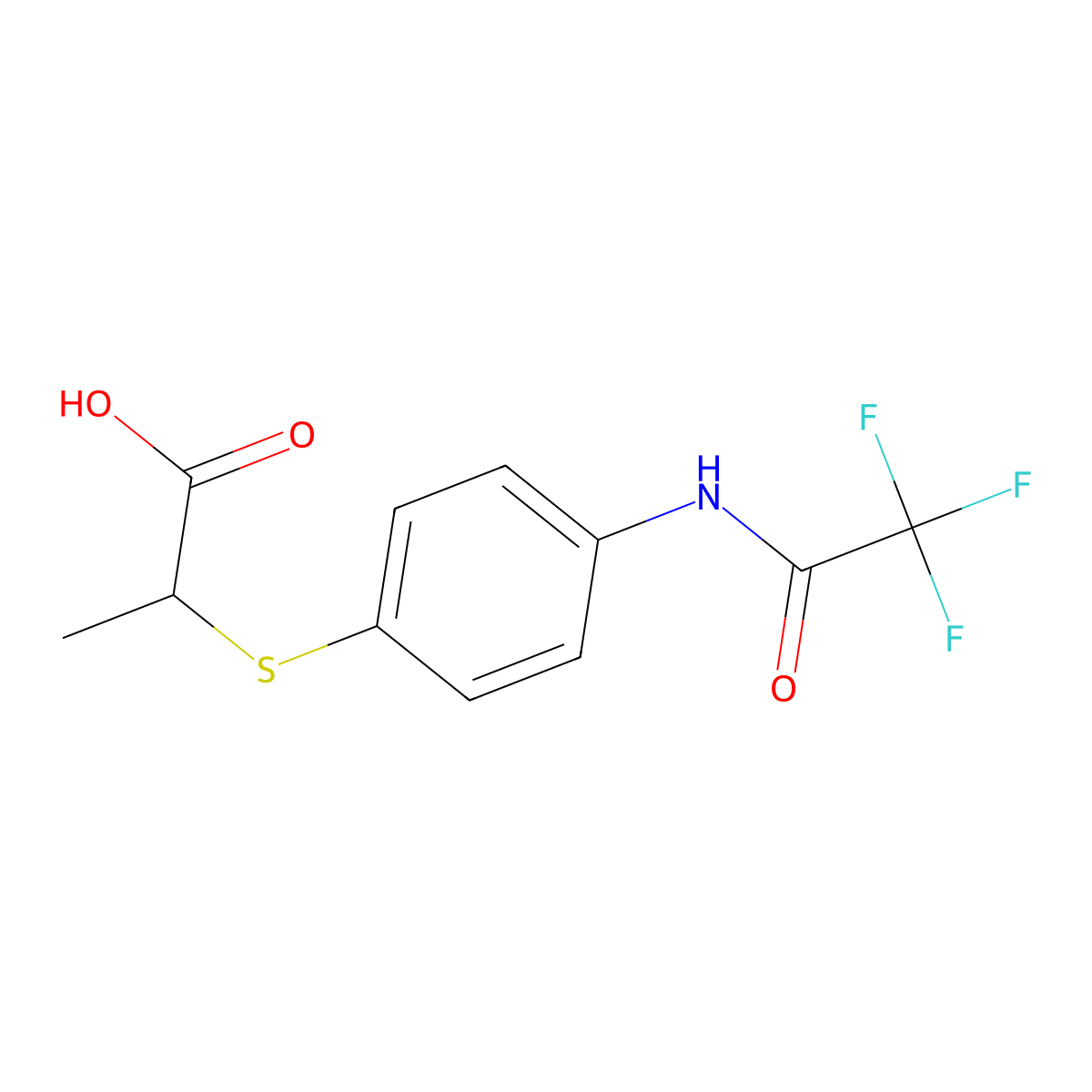 2-{[4-(2,2,2-Trifluoroacetamido)phenyl]sulfanyl}propanoic acid molecular structure, CAS 2680768-64-1