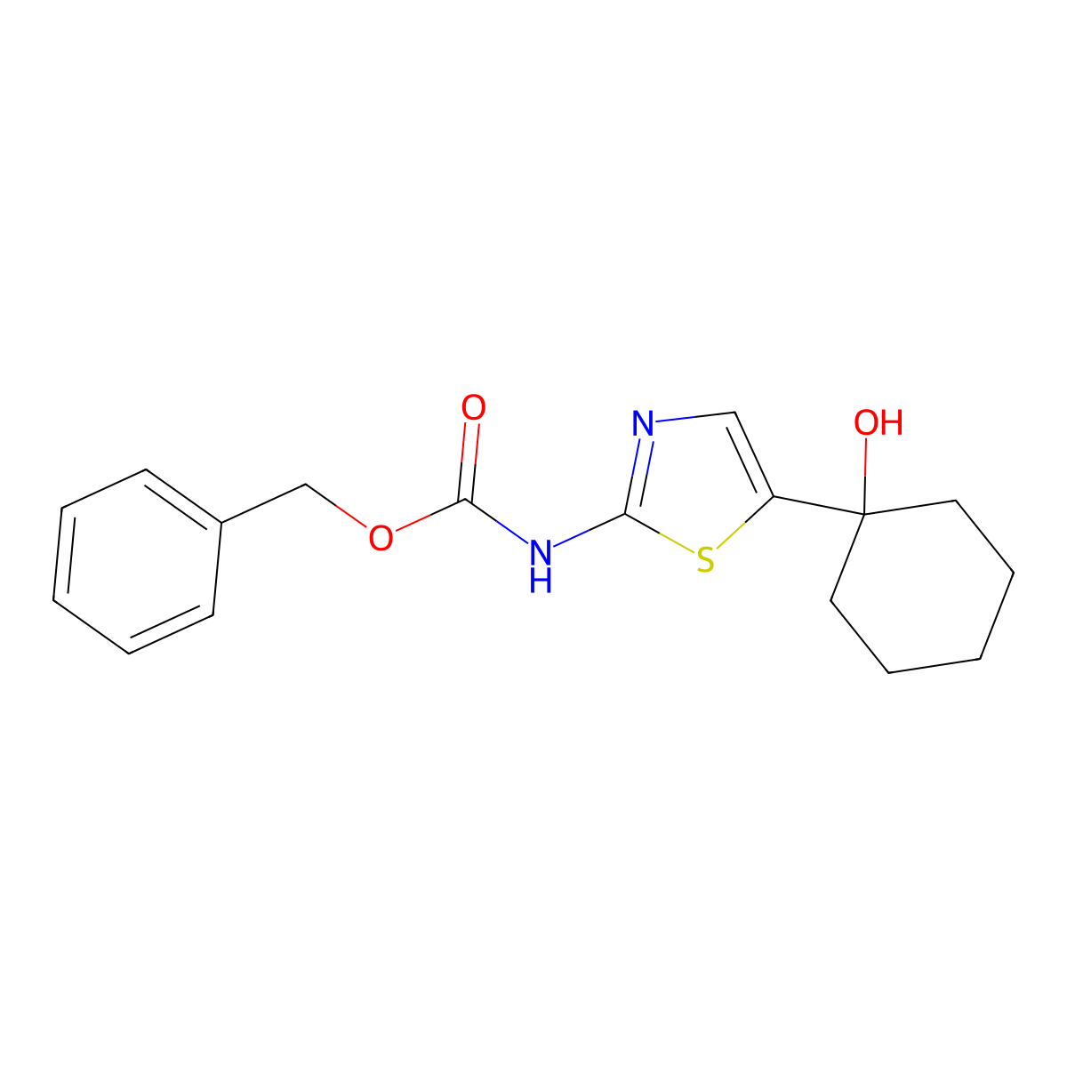 benzyl N-[5-(1-hydroxycyclohexyl)-1,3-thiazol-2-yl]carbamate molecular structure, CAS 2680768-71-0