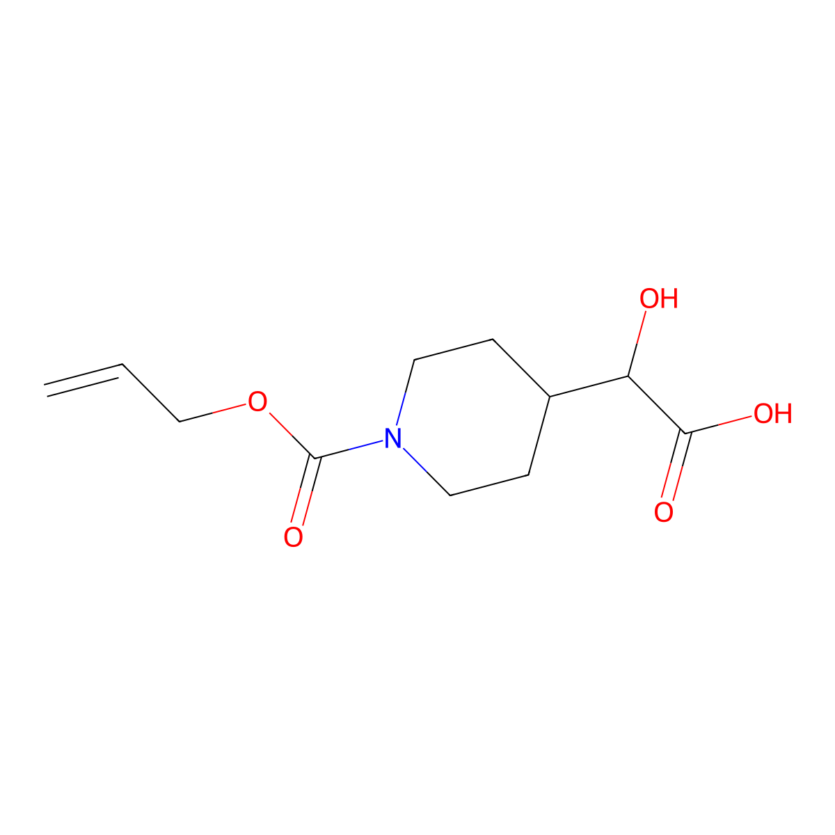 2-Hydroxy-2-{1-[(prop-2-en-1-yloxy)carbonyl]piperidin-4-yl}acetic acid molecular structure, CAS 2680768-76-5