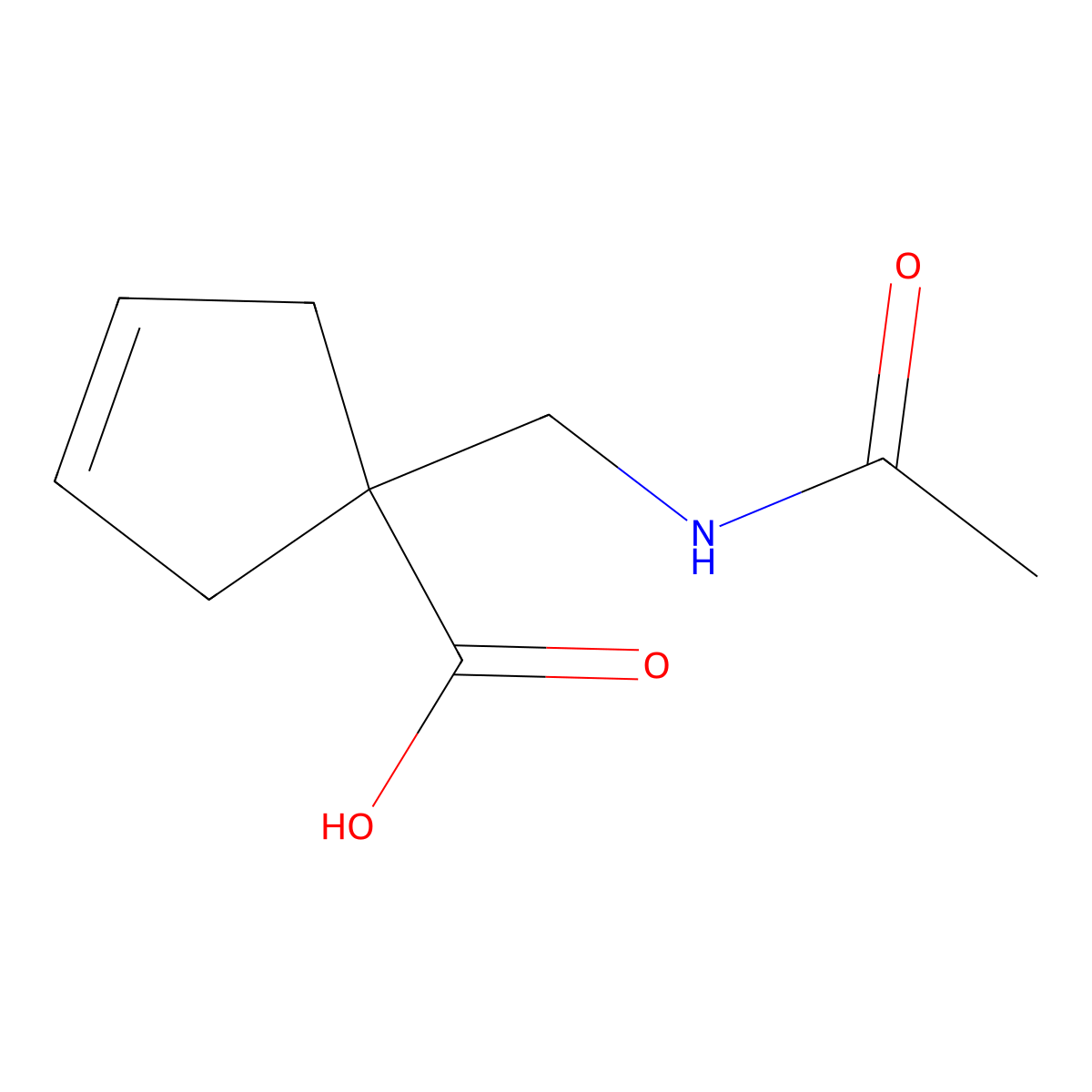 1-(Acetamidomethyl)cyclopent-3-ene-1-carboxylic acid molecular structure, CAS 2680768-78-7