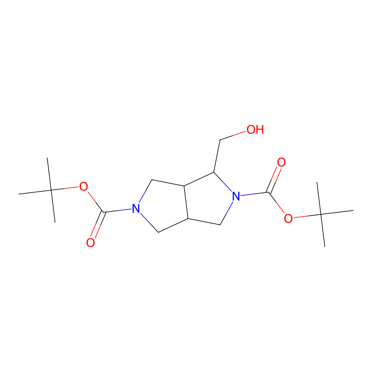 2,5-Di-tert-butyl 1-(hydroxymethyl)-octahydropyrrolo[3,4-c]pyrrole-2,5-dicarboxylate molecular structure, CAS 2680768-84-5