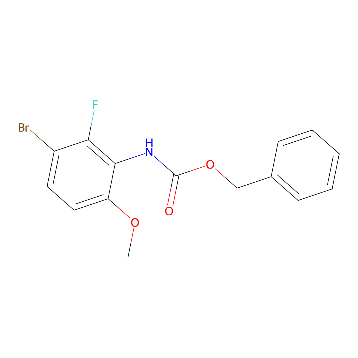 benzyl N-(3-bromo-2-fluoro-6-methoxyphenyl)carbamate molecular structure, CAS 2680768-87-8