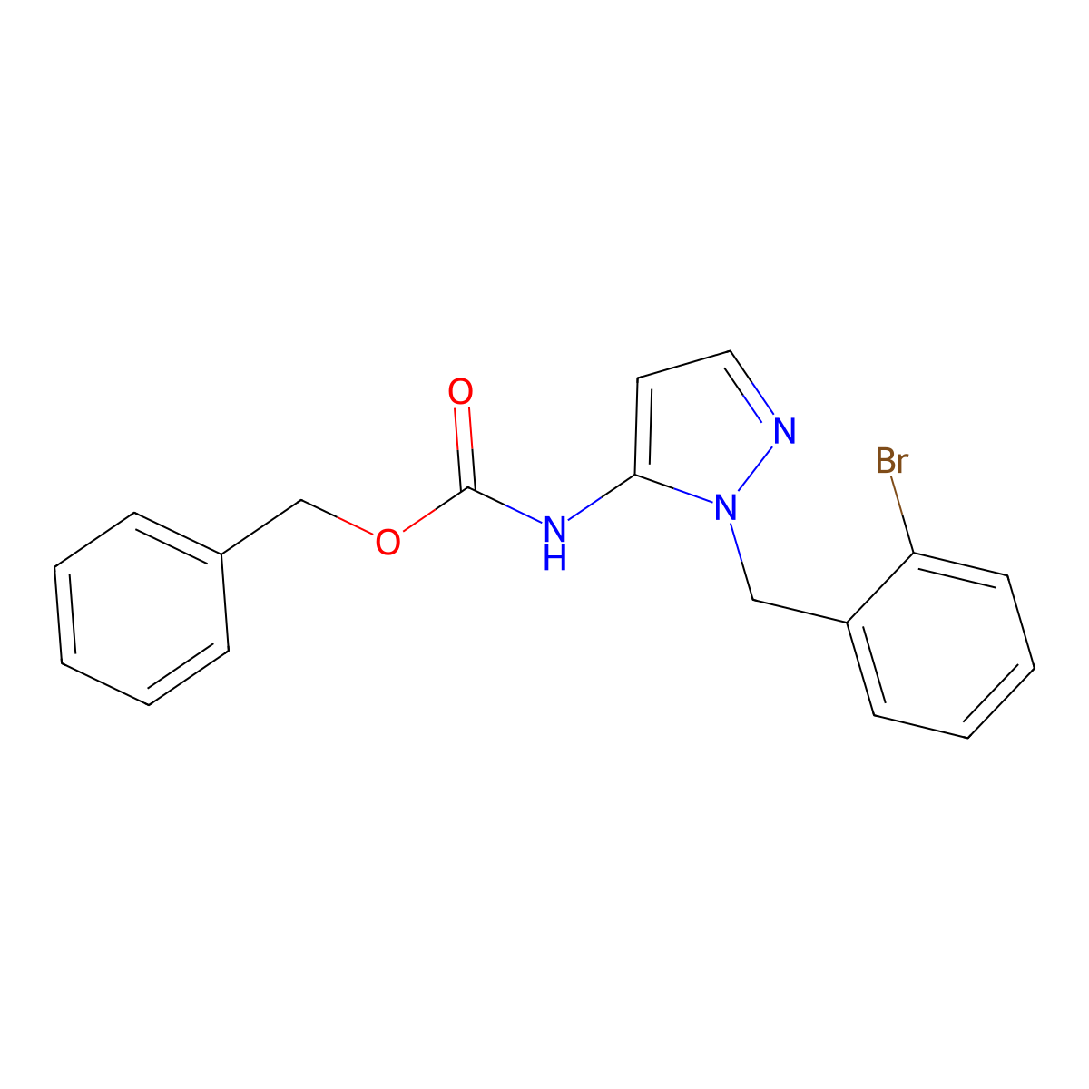 benzyl N-{1-[(2-bromophenyl)methyl]-1H-pyrazol-5-yl}carbamate molecular structure, CAS 2680768-88-9