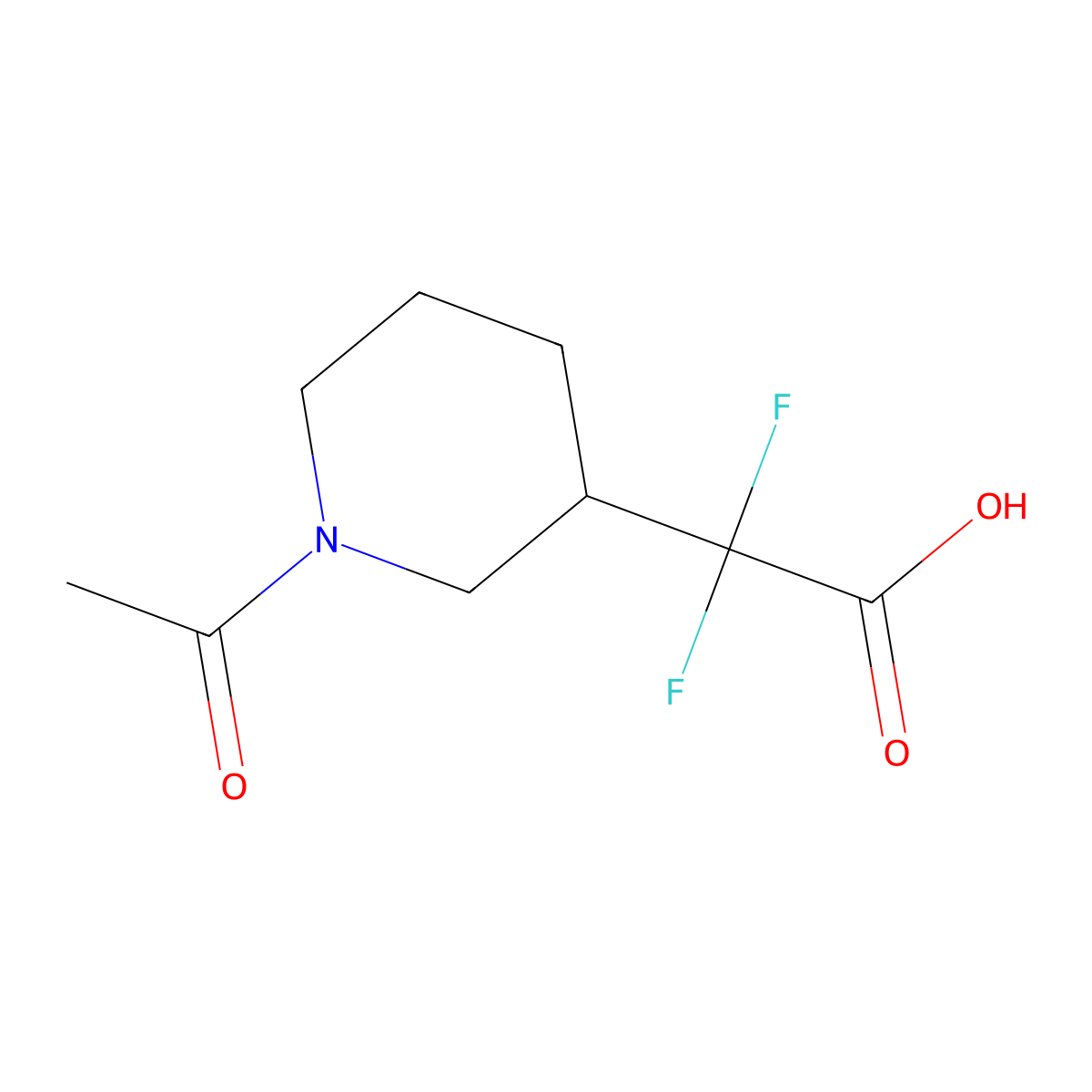 2-(1-Acetylpiperidin-3-yl)-2,2-difluoroacetic acid molecular structure, CAS 2680768-89-0