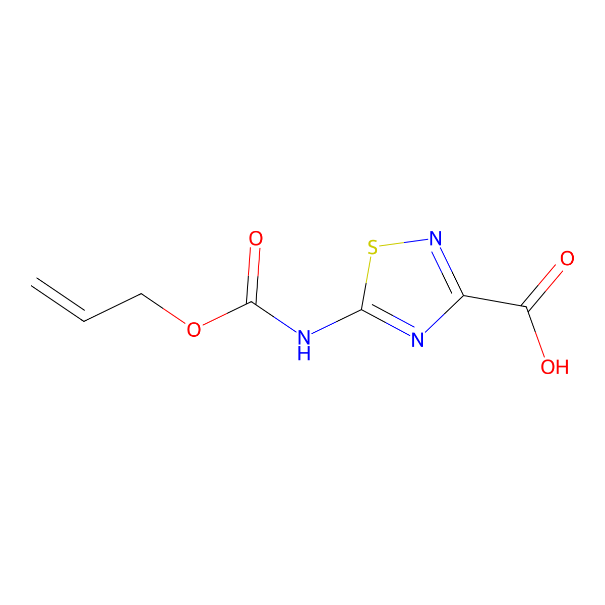 5-{[(Prop-2-en-1-yloxy)carbonyl]amino}-1,2,4-thiadiazole-3-carboxylic acid molecular structure, CAS 2680768-94-7